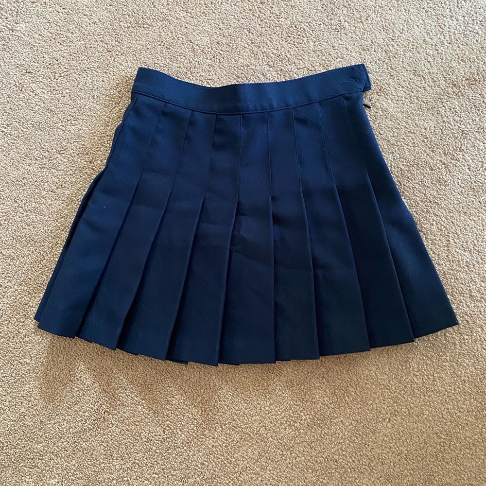 American Apparel Navy Blue Pleated Skirt